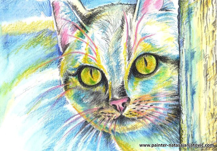 VIDELA JE MIŠA/SHE SAW THE MOUSE, akvarel drvene boje/aquarell coloured pencils, 28x19,50 cm  