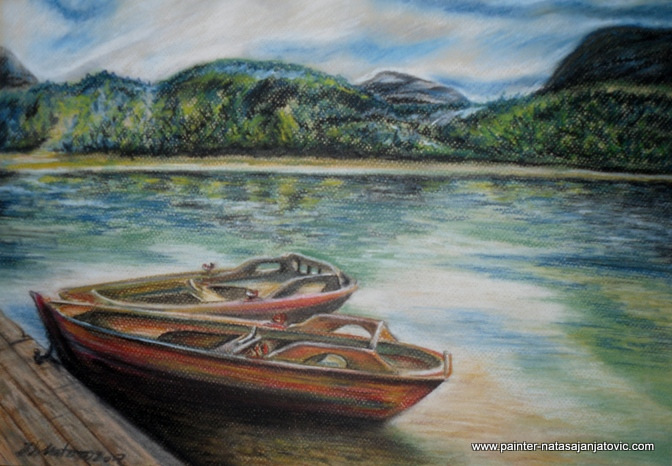 NA JEZERU/ON THE LAKE, suvi pastel/dry pastel, 30x43 cm  