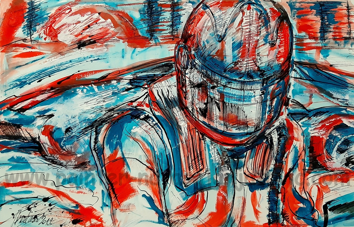 FOKUS/FOCUS, akrilik i crni tuš na specijalnom papiru/acrylic and black ink on special paper, 26,50x42 cm 