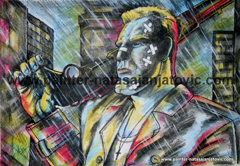 MARV iz filma SIN CITY/MARV from SIN CITY, kombinovana tehnika/combined technique, 28x40 cm  