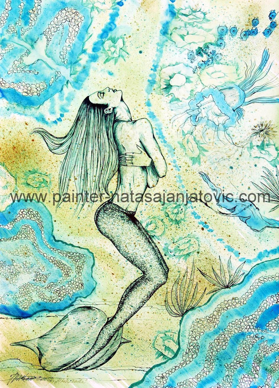 UDAH ŽIVOTA/BREATH OF LIFE, akvarel i tuš/watercolour and ink, 50x70 cm  