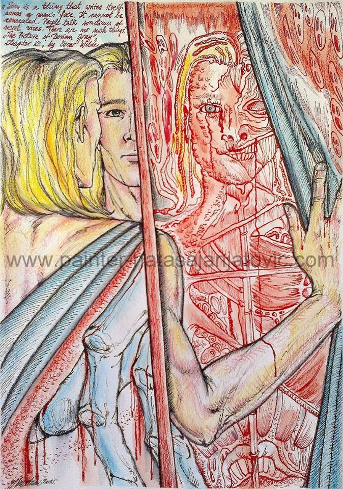 SLIKA DORIJANA GREJA/THE PICTURE OF DORIAN GRAY, kombinovana tehnika/combined technique, 27,50x40 cm