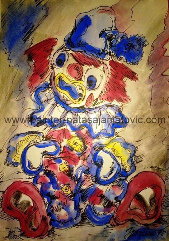 KLOVN/CLOWN, tuš u boji/coloured ink, 39x27,50 cm