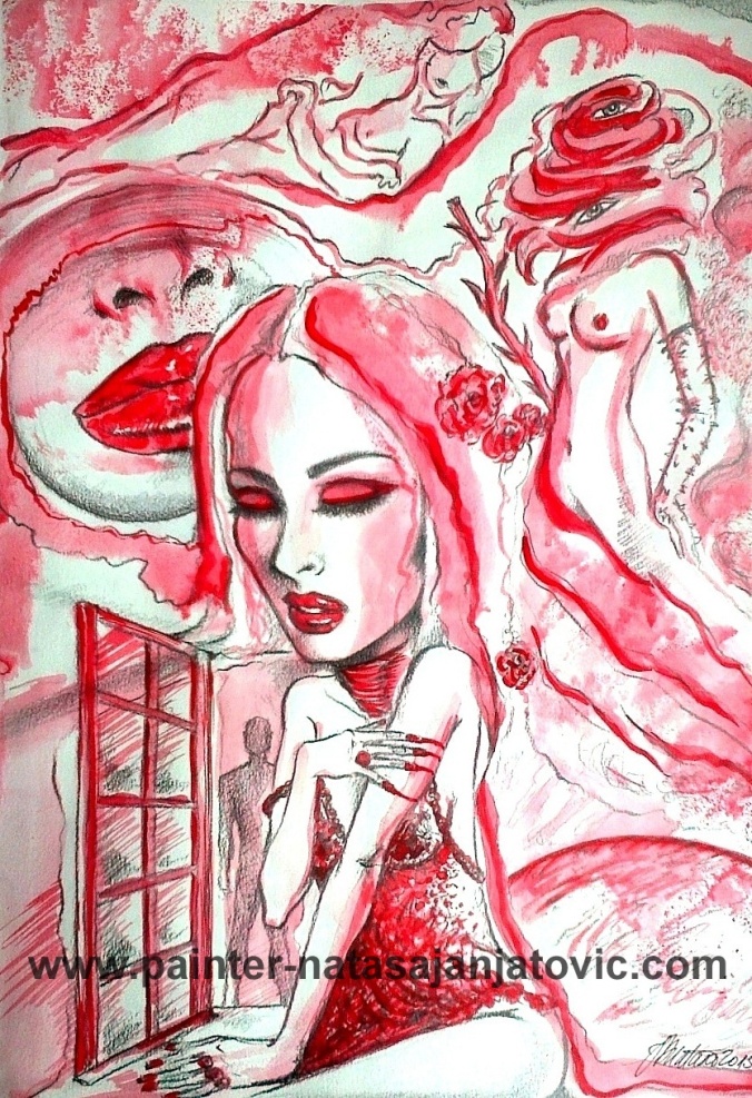 SAN U SNU/A DREAM WITHIN A DREAM, kombinovana tehnika/combined technique, 28x40 cm