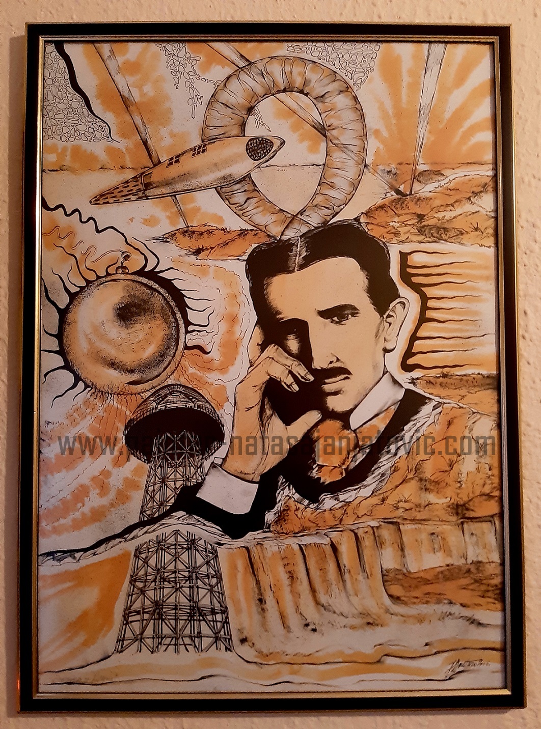 ČAROBNJAK IZ SMILJANA/WIZARD FROM SMILJAN NIKOLA TESLA, akvarel i tuš/watercolour and ink, 50x70 cm