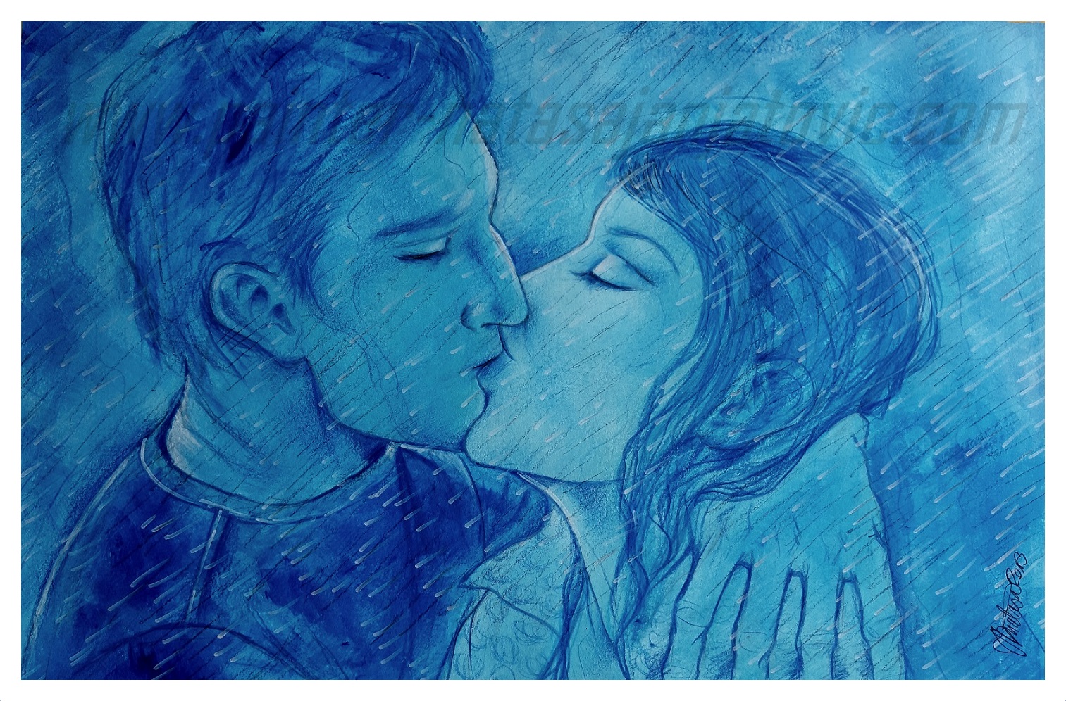 PLAVI DAN/BLUE DAY, kombinovana tehnika/combined technique, 27x42 cm