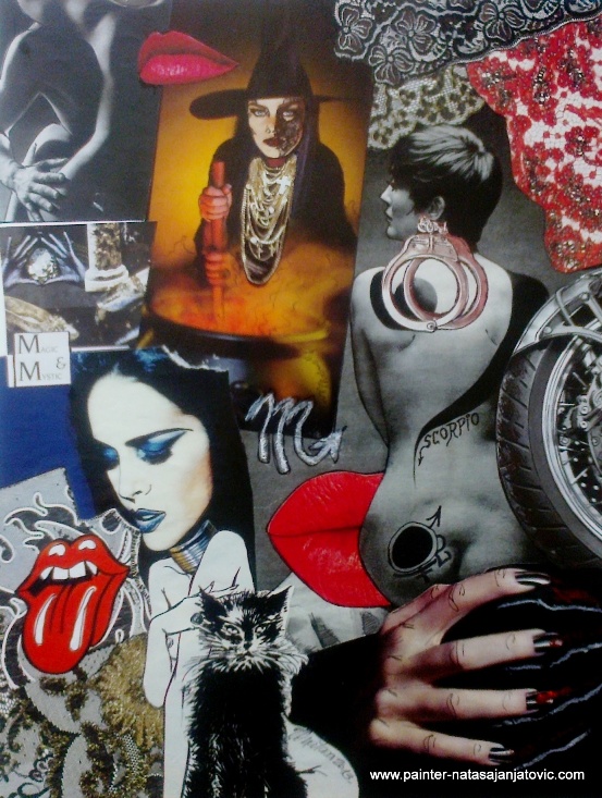 ŠKORPIJA/SCORPIO, kolaž i crtež/collage and drawing, 28x37 cm