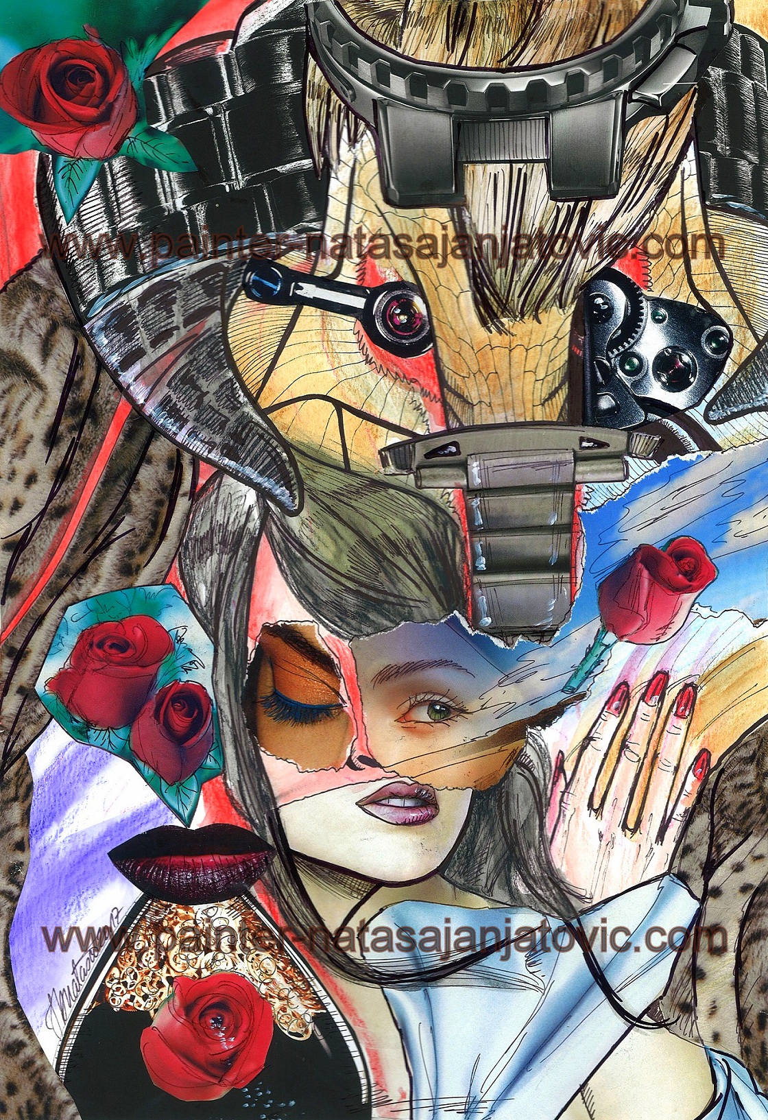 SVE O RUŽI-LEPOTICA I ZVER 3/ALL ABOUT THE ROSE-BEAUTY AND THE BEAST 3, kolaž i crtež/collage and drawing, 26,50x38 cm