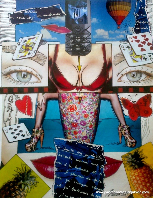 BLIZANCI/GEMINI, kolaž i crtež/collage and drawing, 28x37 cm