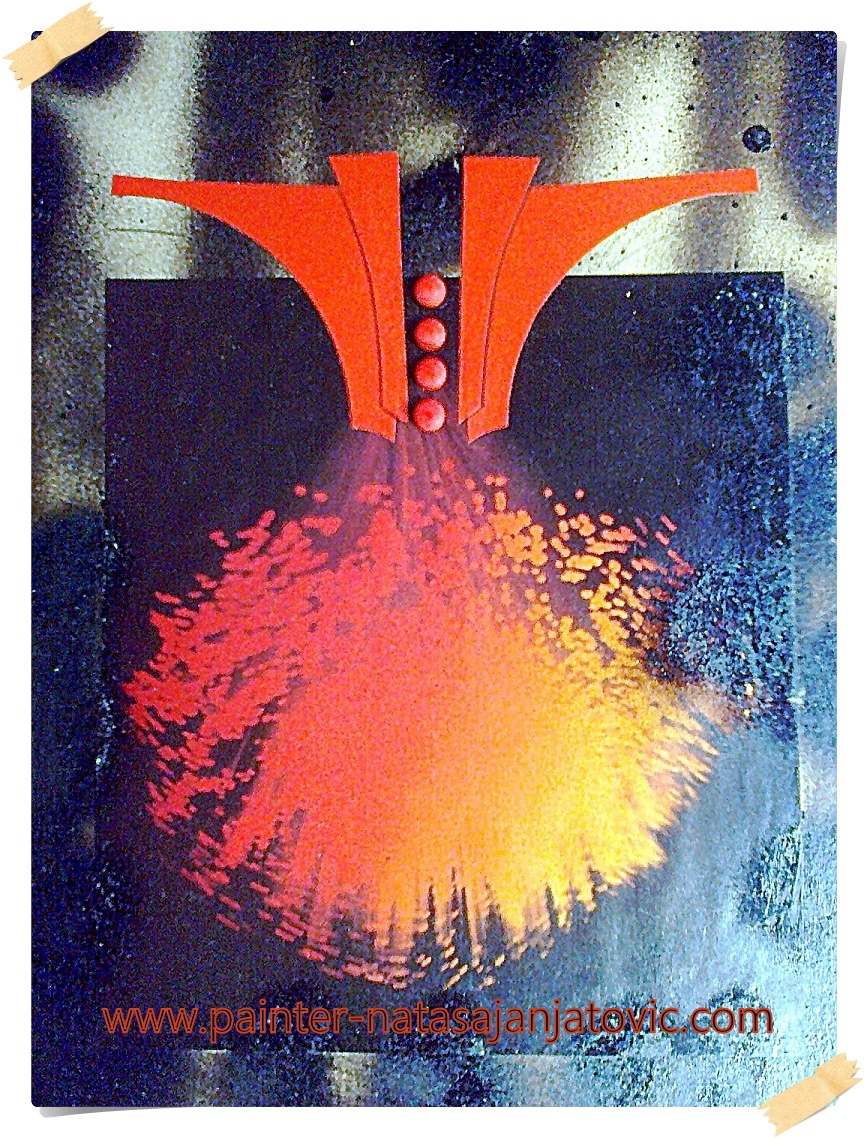 HALJINA OD PILULA/PILL DRESS, kolaž na kartonu/collage on cardboard