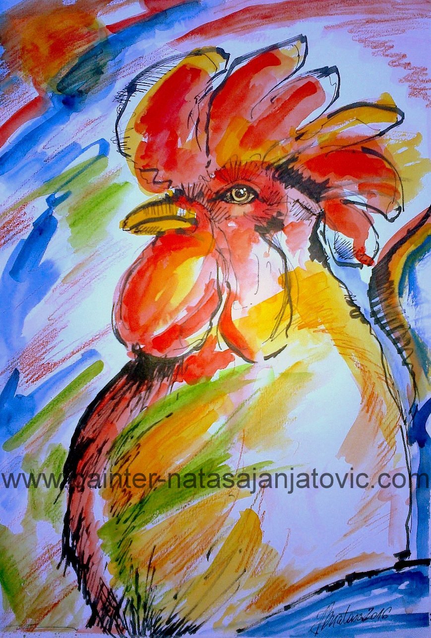 PETAO/ROOSTER, kombinovana tehnika/combined technique, 38x26 cm