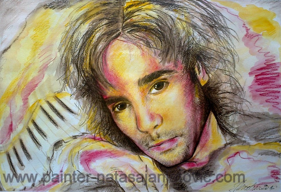 ŽAN-MIŠEL ŽAR/JEAN-MICHEL JARRE, kombinovana tehnika/combined technique, 38x26 cm