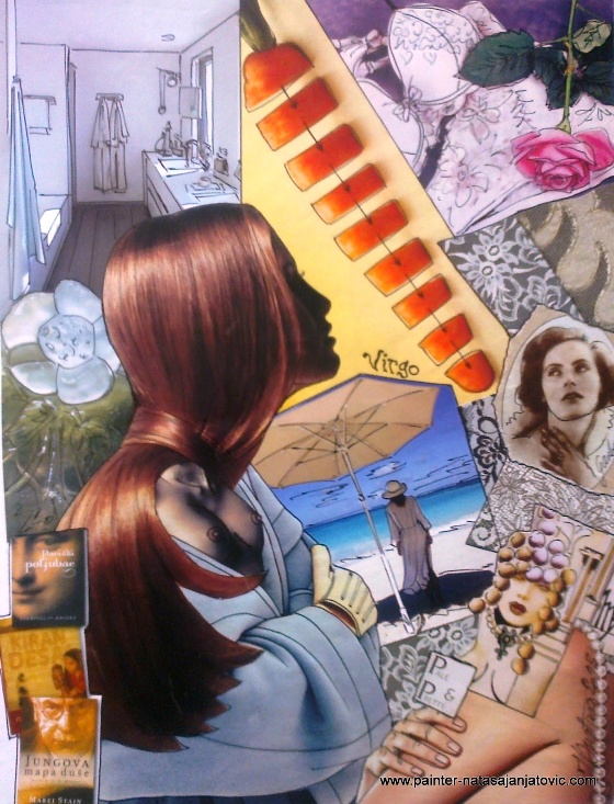 DEVICA/VIRGO, kolaž i crtež/collage and drawing, 28x37 cm