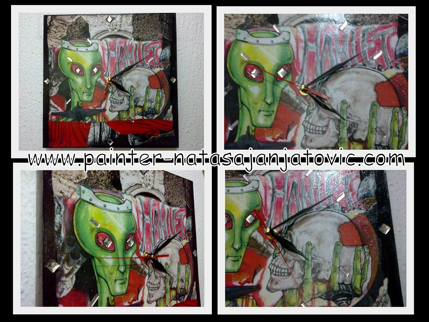 HAMLE.T./HAMLE.T., dekupaž tehnika-sat/decoupage technique-watch, 30x30 cm