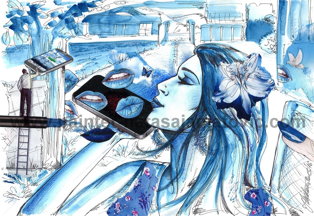 SLATKE PORUKE/SWEET MESSAGES, crtež i kolaž/drawing and collage, 29x42 cm