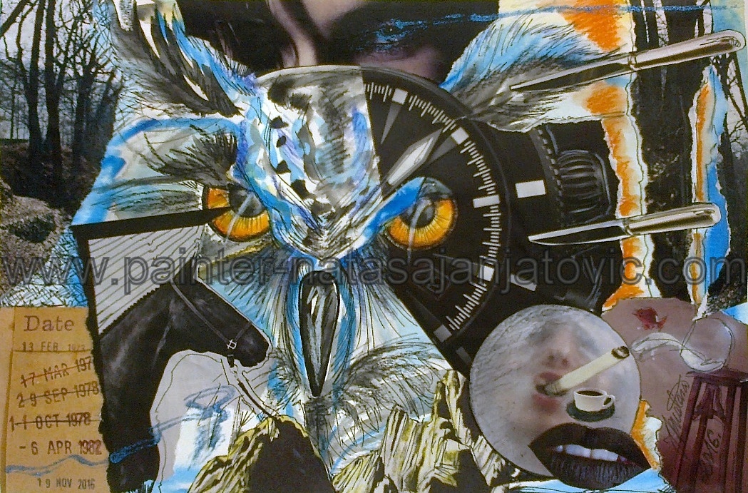 NESANICA/INSOMNIA, crtež i kolaž/drawing and collage, 26x38,50 cm