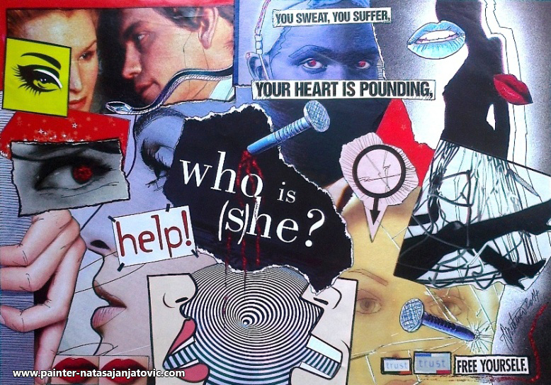 LJUBOMORA/JEALOUSY, kolaž i crtež/collage and drawing, 28,50x40 cm