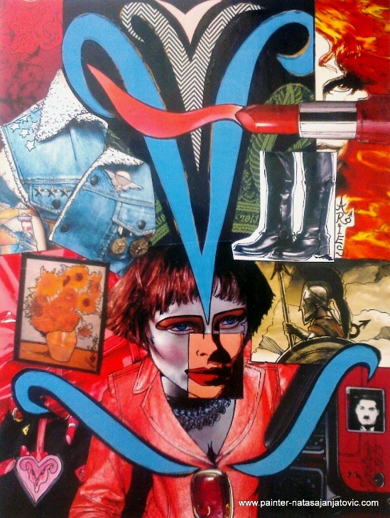OVAN/ARIES, kolaž i crtež/collage and drawing, 28x37 cm