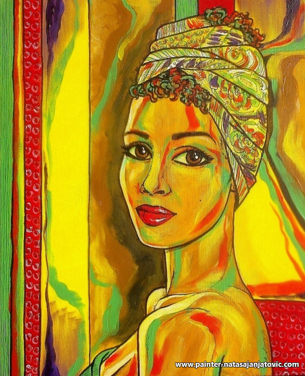 AFRIČKA LEPOTICA/AFRICAN BEAUTY, akrilik na platnu/acrylic on canvas, 45x55 cm 