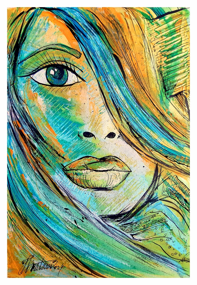 ČEŠALJ/CUMB, akrilik i crni tuš na specijalnom papiru/acrylic and black ink on special paper, 31.50x47 cm
