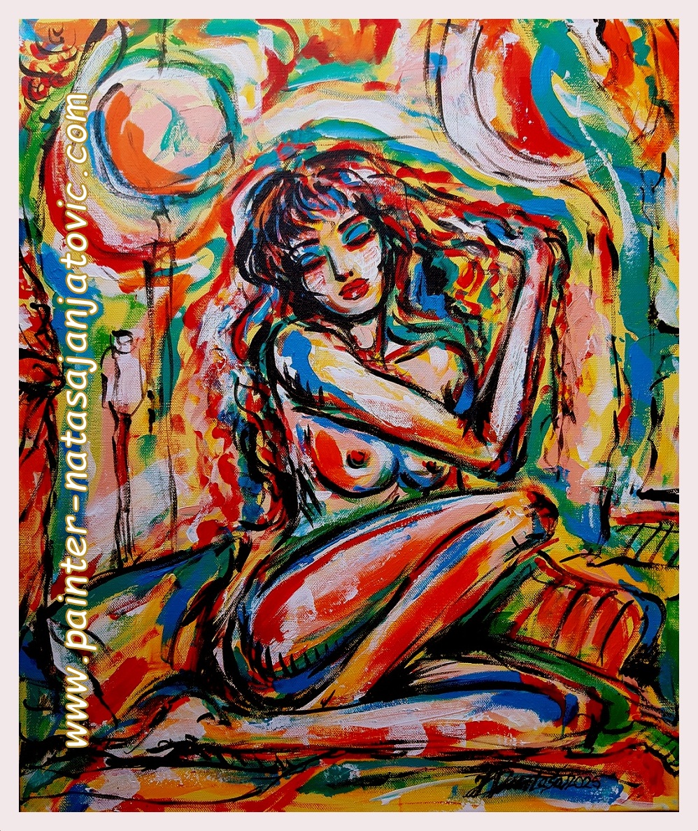 ZAUZIMANJE POZE/STRIKING A POSE, akrilik na platnu/acrylic on canvas, 50x60 cm 