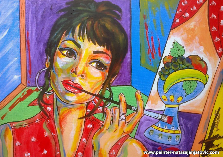 DORUČAK U BEOGRADU/BREAKFAST IN BELGRADE, akrilik na platnu/acrylic on canvas, 50x70 cm