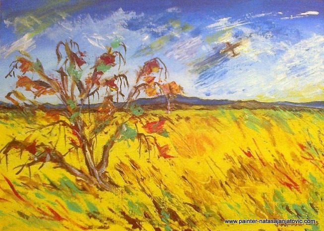 USRED NEDOĐIJE/IN THE MIDDLE OF NOWHERE, akrilik na panel-platnu/acrylic on canvas panel, 25x35 cm 
