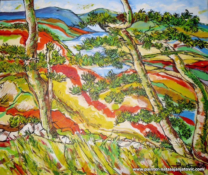 POGLED NA KANJON/VIEW AT THE CANYON, akrilik na platnu/acrylic on canvas, 50x60 cm